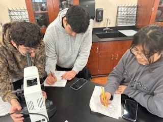 Students working in Biology lab.