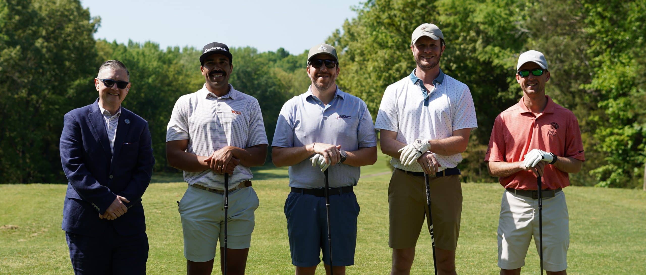 First-place honors were awarded to Team FirstBank, represented by Justin Muller, Justin Rowls, Dustin Kendall, and Michael Cully during the 3rd Annual Henry County Center at E.W. Grove Golf Tournament at the Paris Landing State Park Golf Course on Friday, April 17, 2026.